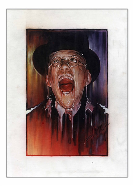 Steven Chorney Painting From ''Raiders of the Lost Ark'' of the Infamous ''Melting Nazi'' -- Published in the Indiana Jones Topps Collector Cards Series